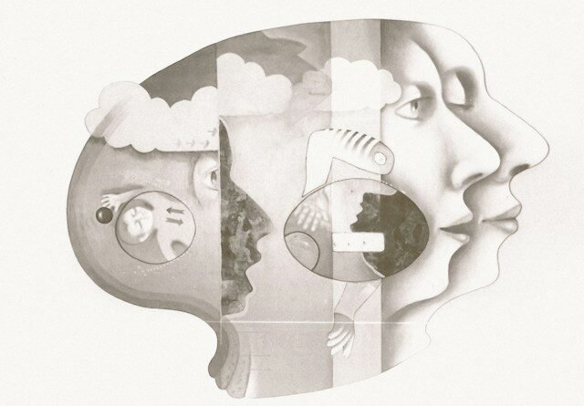Neuroscience illustration showing brain pathways involved in traumatic memory and PTSD research