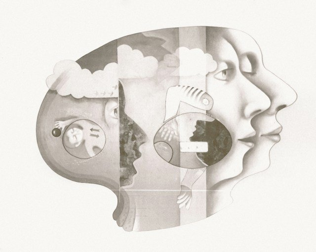 Neuroscience illustration showing brain pathways involved in traumatic memory and PTSD research